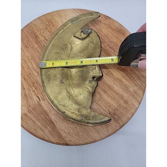 Vintage Brass Crescent Moon Face Made in India 8" x 4" - Picture 7 of 7